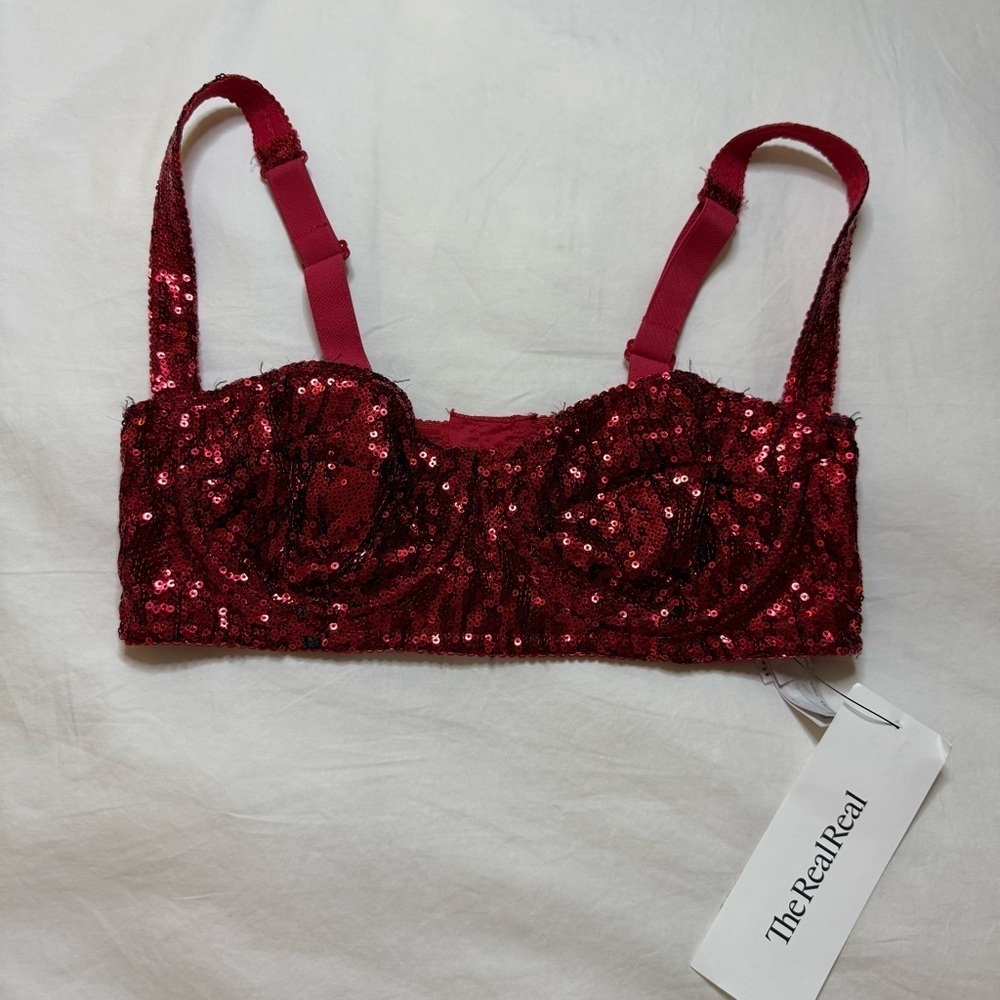 Dolce & Gabbana Red Sequin Balconette Bra